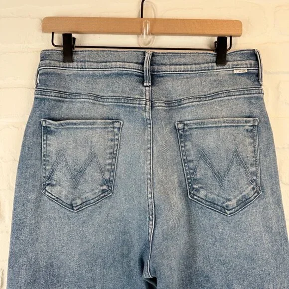 Mother High Waisted Tunnel Vision Sneak Jeans Twice Shy Wash Blue Wide Leg 31 - Picture 8 of 14